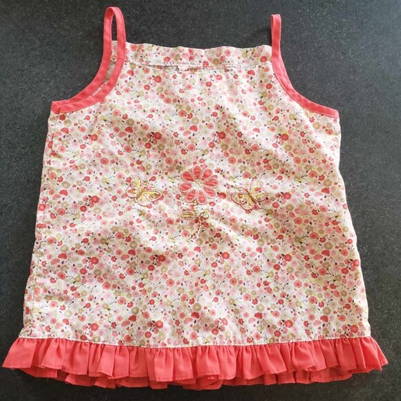 3T Flower Tank Top with Pink/Peach frills - Picture 1 of 3